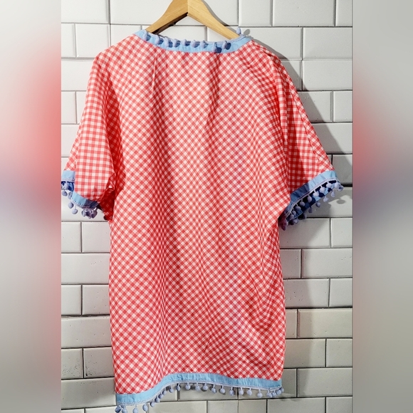 Nwt Little Lamb And Co. Ladies White And Red Checked Open Front Cardigan Blue Po - Picture 4 of 7